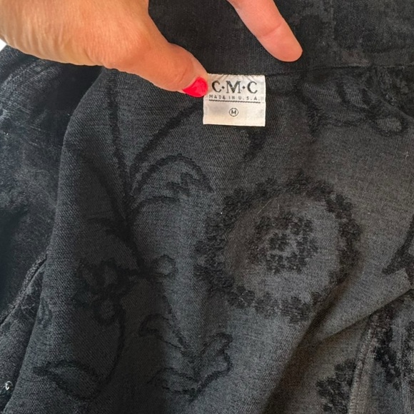 Vintage Velvet Jacket Black Floral Boho Artsy Cottagecore Dark Academia Medium - Picture 6 of 10